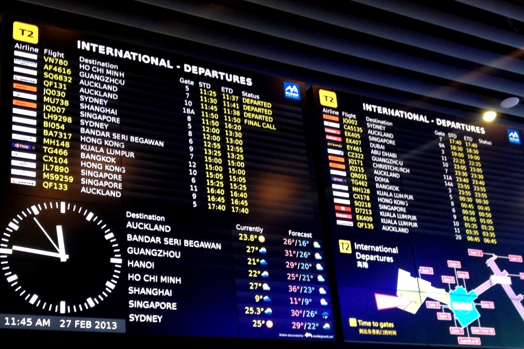 Melbourne Airport flight information display system