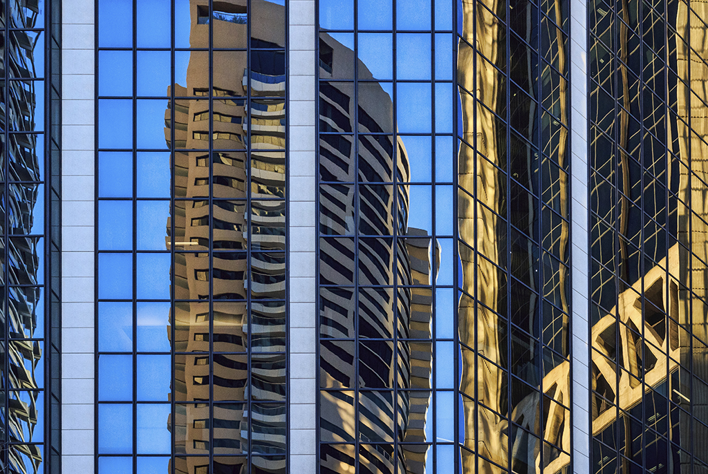 close up of building with reflection